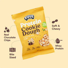 FUUL Protein Cookie Dough nutrition facts panel highlighting 15 g protein