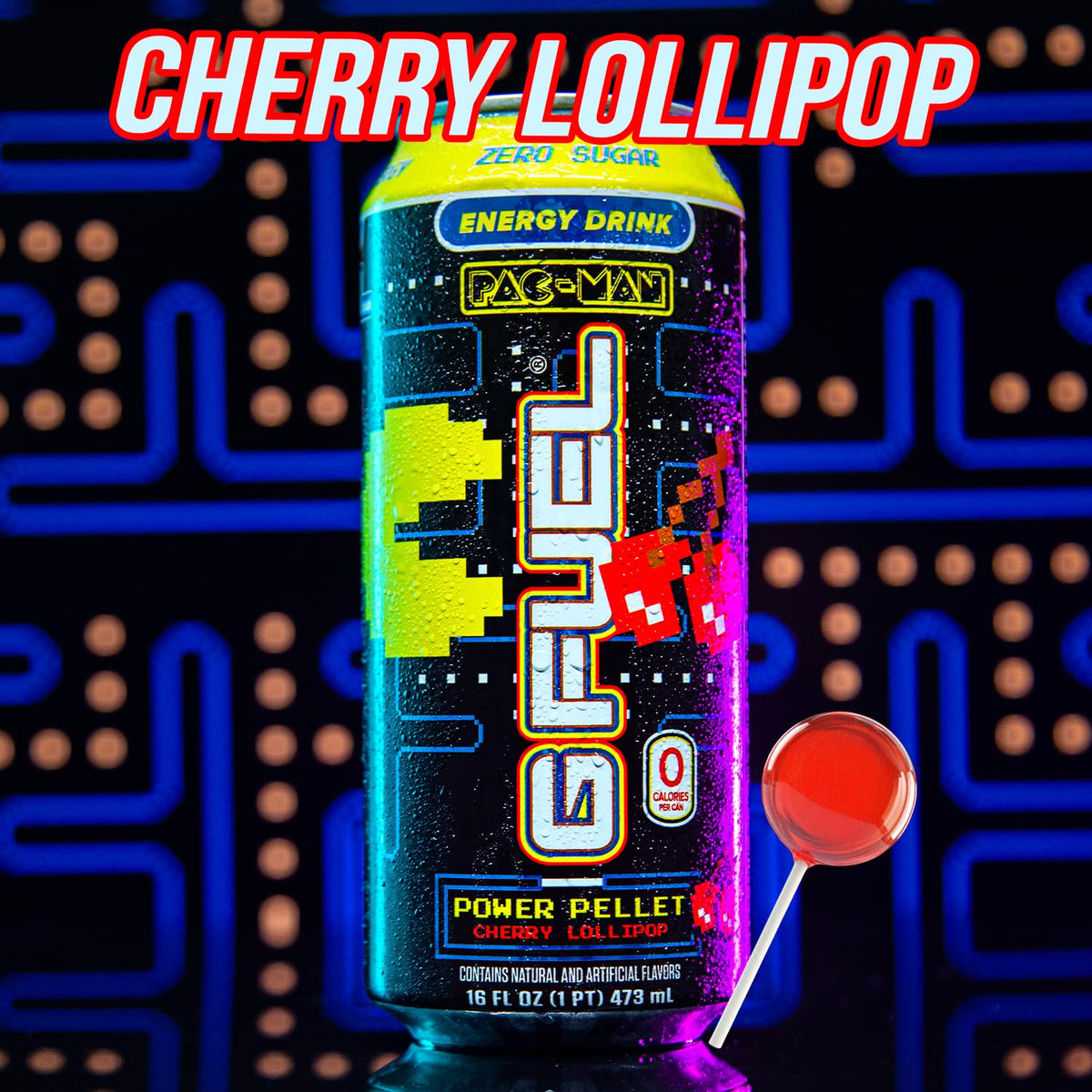 G Fuel Pac-Man Power Pellet label evokes nostalgia during study or gaming