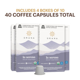 G Grana Decaf coffee pod inside pack highlighting convenient decaf brewing with consistent flavor.