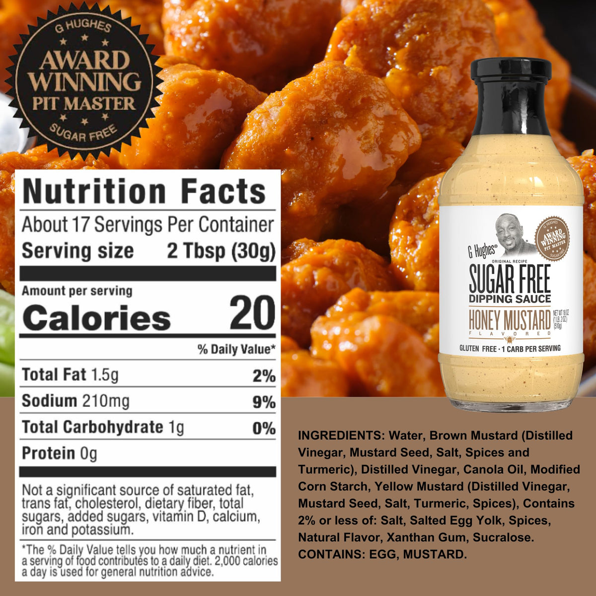 G Hughes gluten-free BBQ sauces 3-pack displayed on kitchen counter.