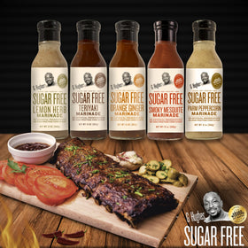 G Hughes Lemon Herb Marinade sizzling on the grill.