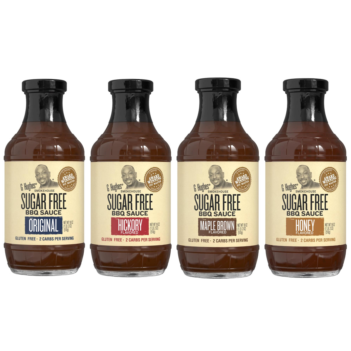 G Hughes Original sugar-free BBQ sauce bottle, ideal for grilling and flavor.