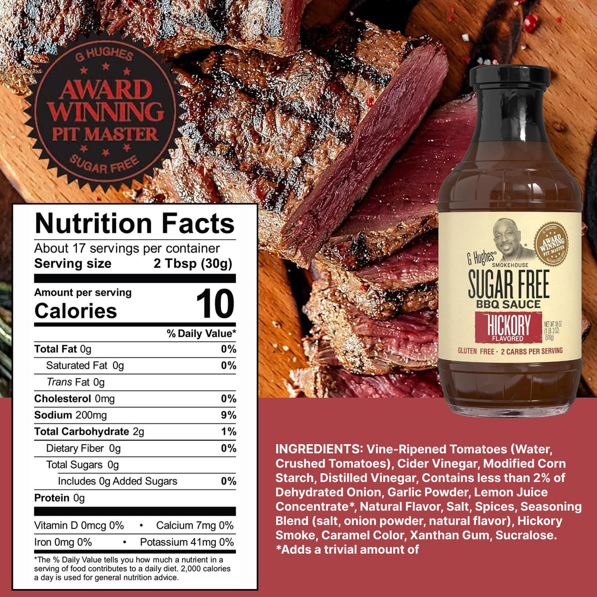G Hughes sugar-free Hickory BBQ pour shot reveals smoky aroma and sugar-free profile.