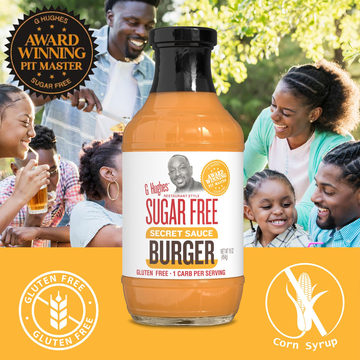 G Hughes Sugar Free Sauce with fries demonstrates versatile dipping option.