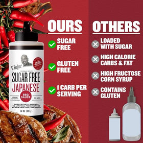 G Hughes Sugar Free Japanese BBQ sauce stir-fry glaze enhances vegetables