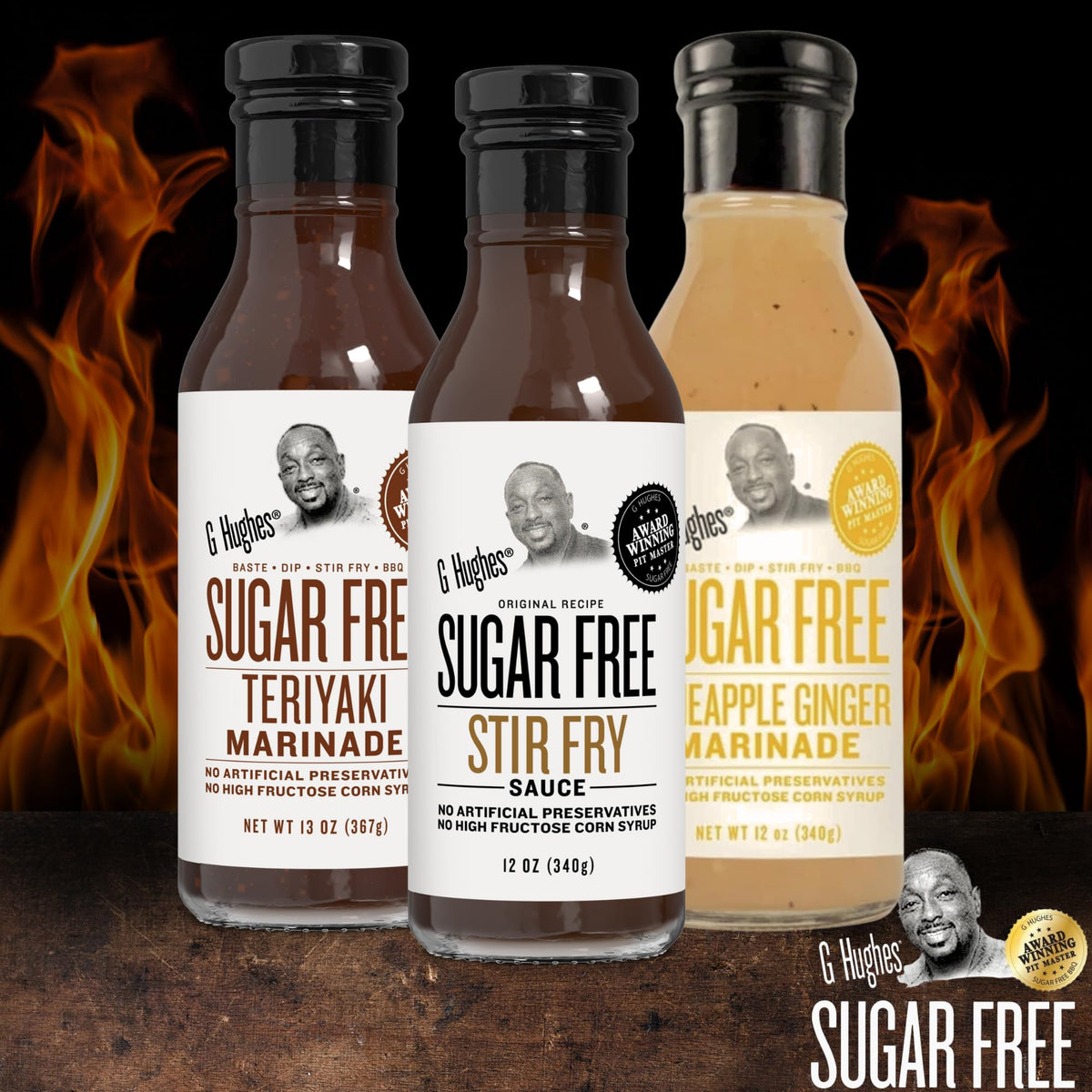 G Hughes sugar-free pineapple-ginger marinade bottle perfect for vibrant marinades