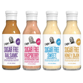 G Hughes sugar-free honey Dijon bottle on shelf for keto-friendly salads