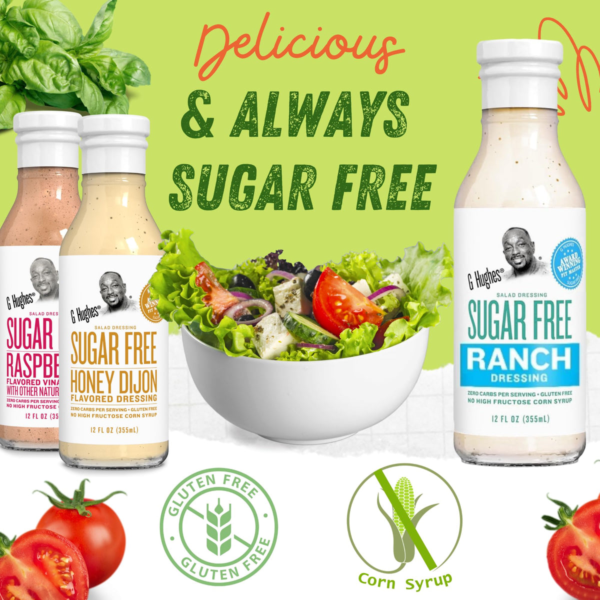 G Hughes sugar-free honey Dijon bottle—balanced tang with zero sugar