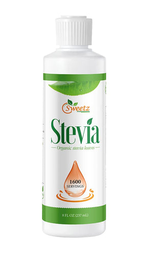 G-Sweetz Liquid Stevia Drops bottle close-up with dropper for zero-calorie sweetness in drinks