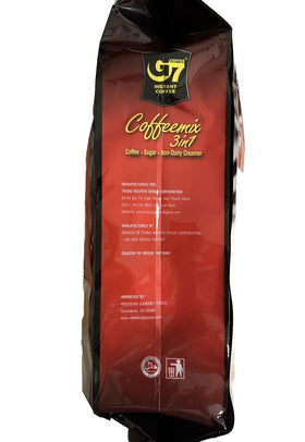 G7 Instant Coffee 3-in-1 steaming cup highlights rich aroma in seconds.