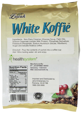 G8 LUWAK White Koffie Low Acid 3in1 cup-ready sachet for on-the-go.