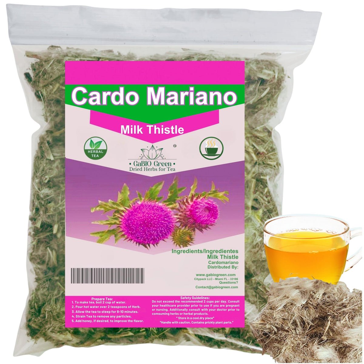 Gabio Green Cardomarian loose tea leaves for a soothing ritual.