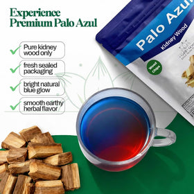 Gabio Green Palo Azul Tea bag closeup shows kidneywood