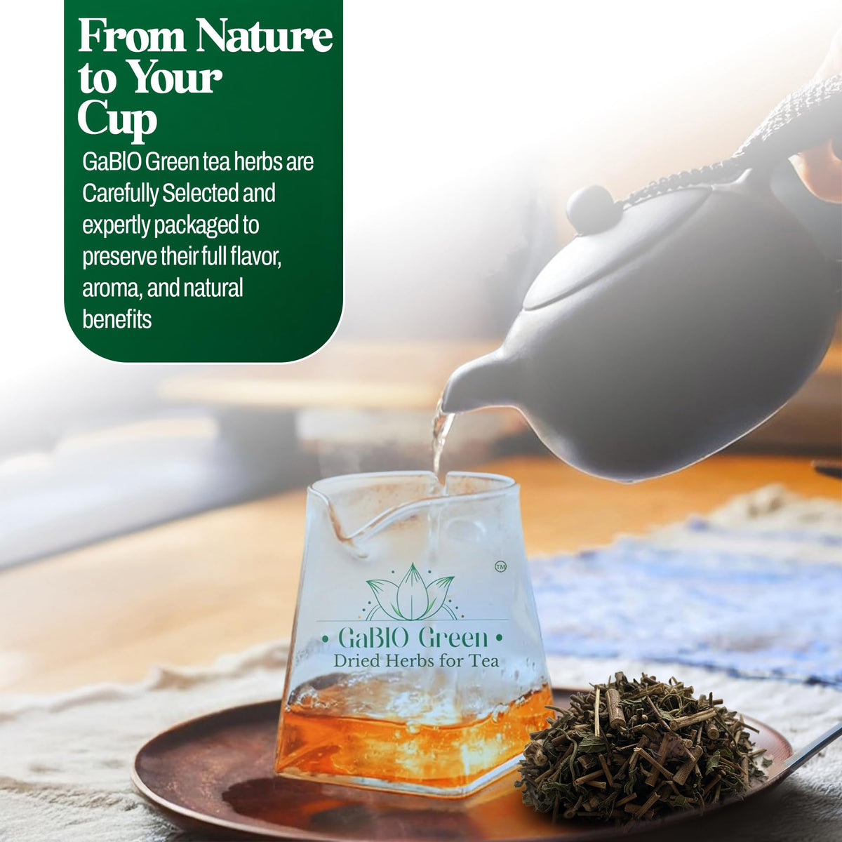 Gabio Green Muicle herbal tradition captured in a cup.