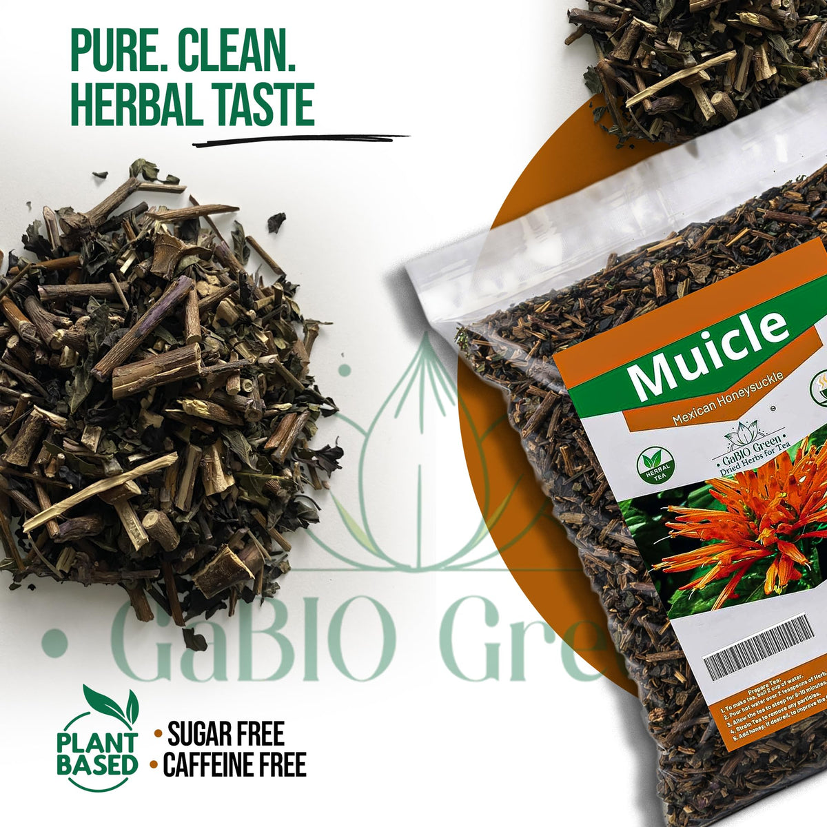 Iced Gabio Green Muicle tea being poured into a glass.