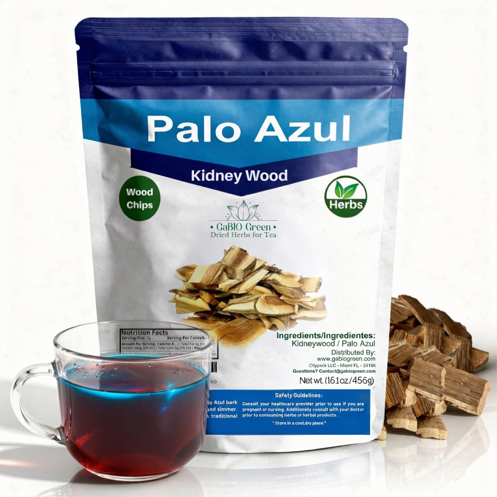 Gabio Green Palo Azul blue-stick-packaging highlights traditional single-ingredient infusion in a resealable pouch