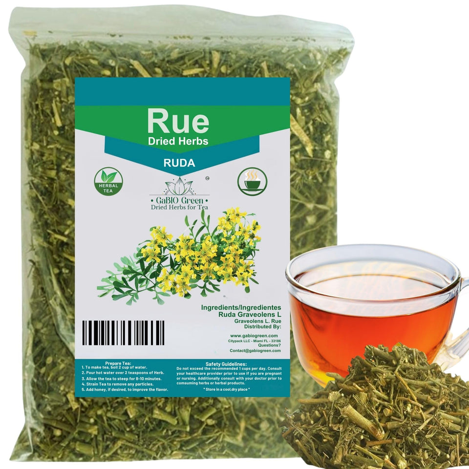 Gabio Green Rue dried leaves raw ingredient for traditional herbal preparations.