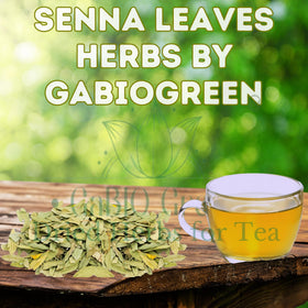 Gabio Green Senna Leaves stored in a glass container for freshness