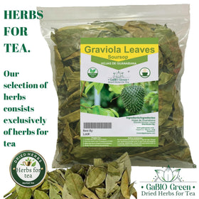 Gabio Green soursop leaves dried bulk for tea blends.