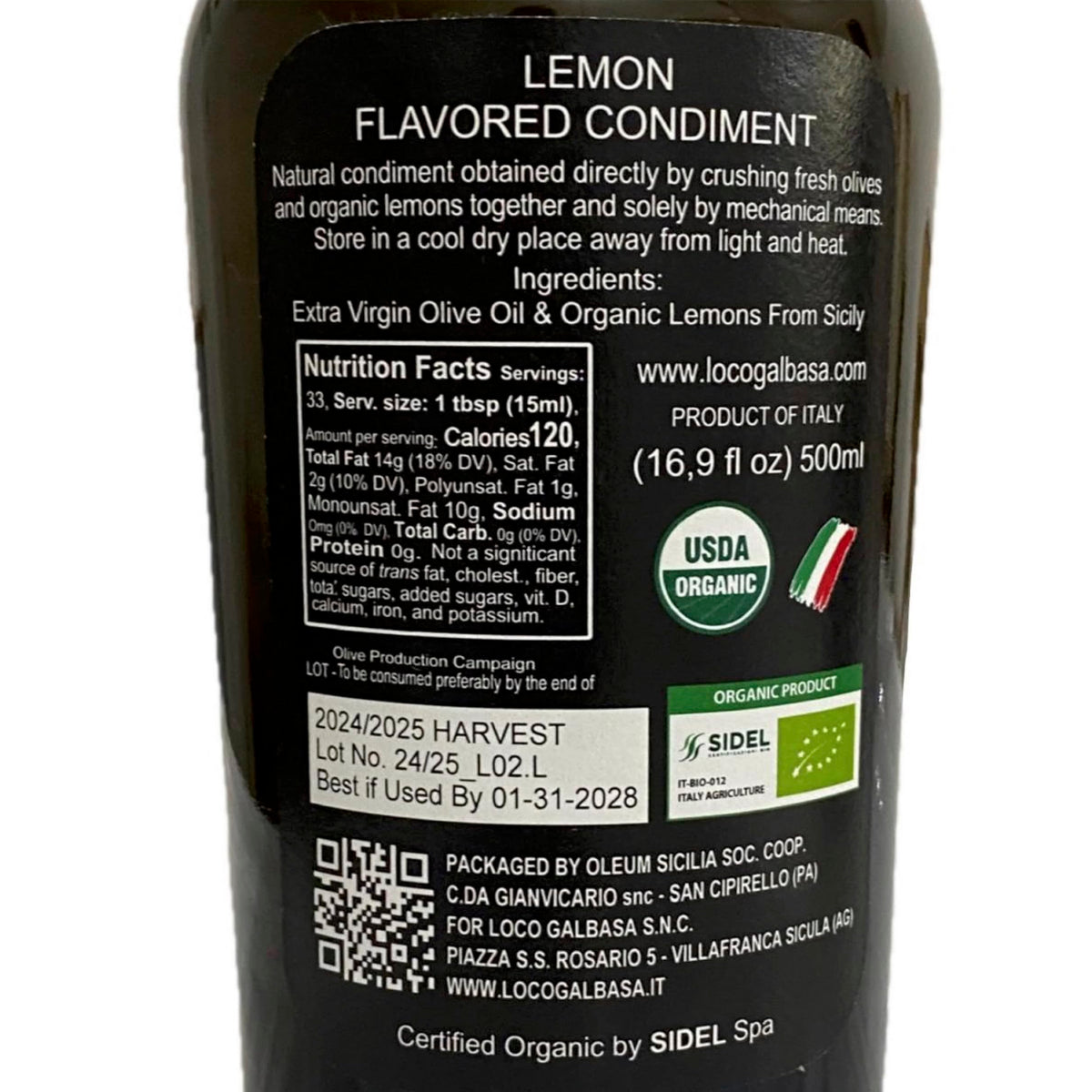 Galbasa Lemon Oil bottle in dark glass emphasizing stability and shelf life.