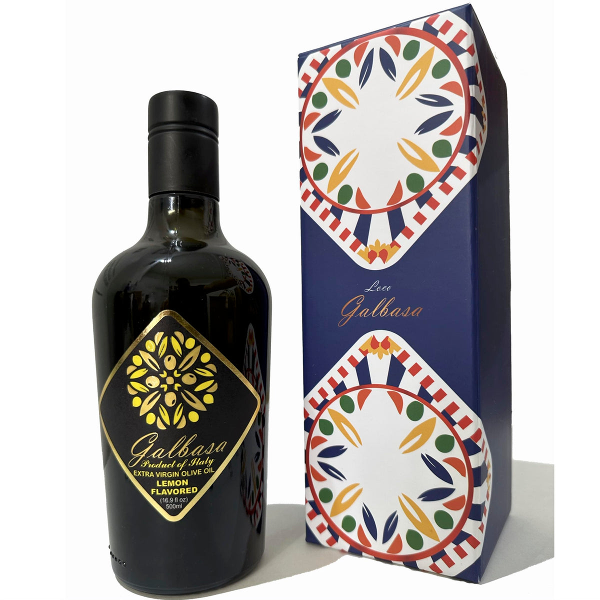 Galbasa Lemon Oil bottle front featuring premium Sicilian blend for vibrant finishing and dipping.