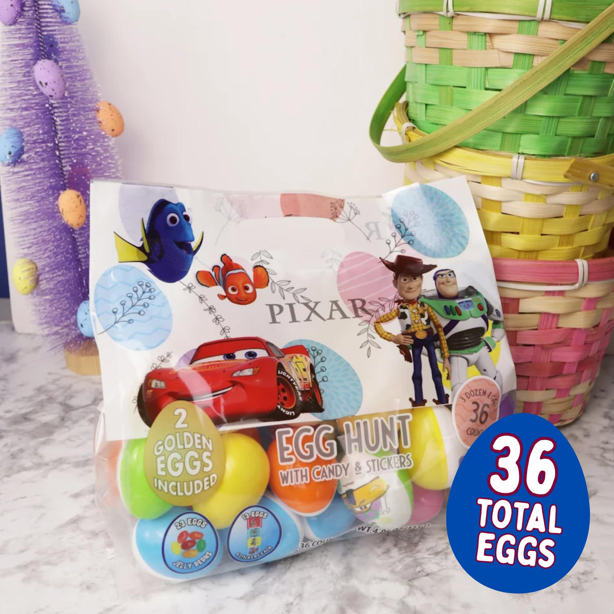 Disney Pixar character designs on reusable eggs by Galerie.