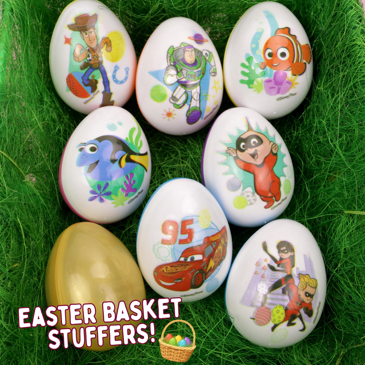 Galerie Disney Pixar eggs filled with 13 fun stickers for surprises.