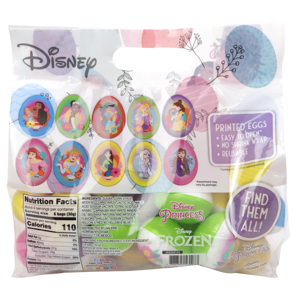 Galerie Disney Princess eggs pre-filled with jelly beans for quick, mess-free egg hunts.