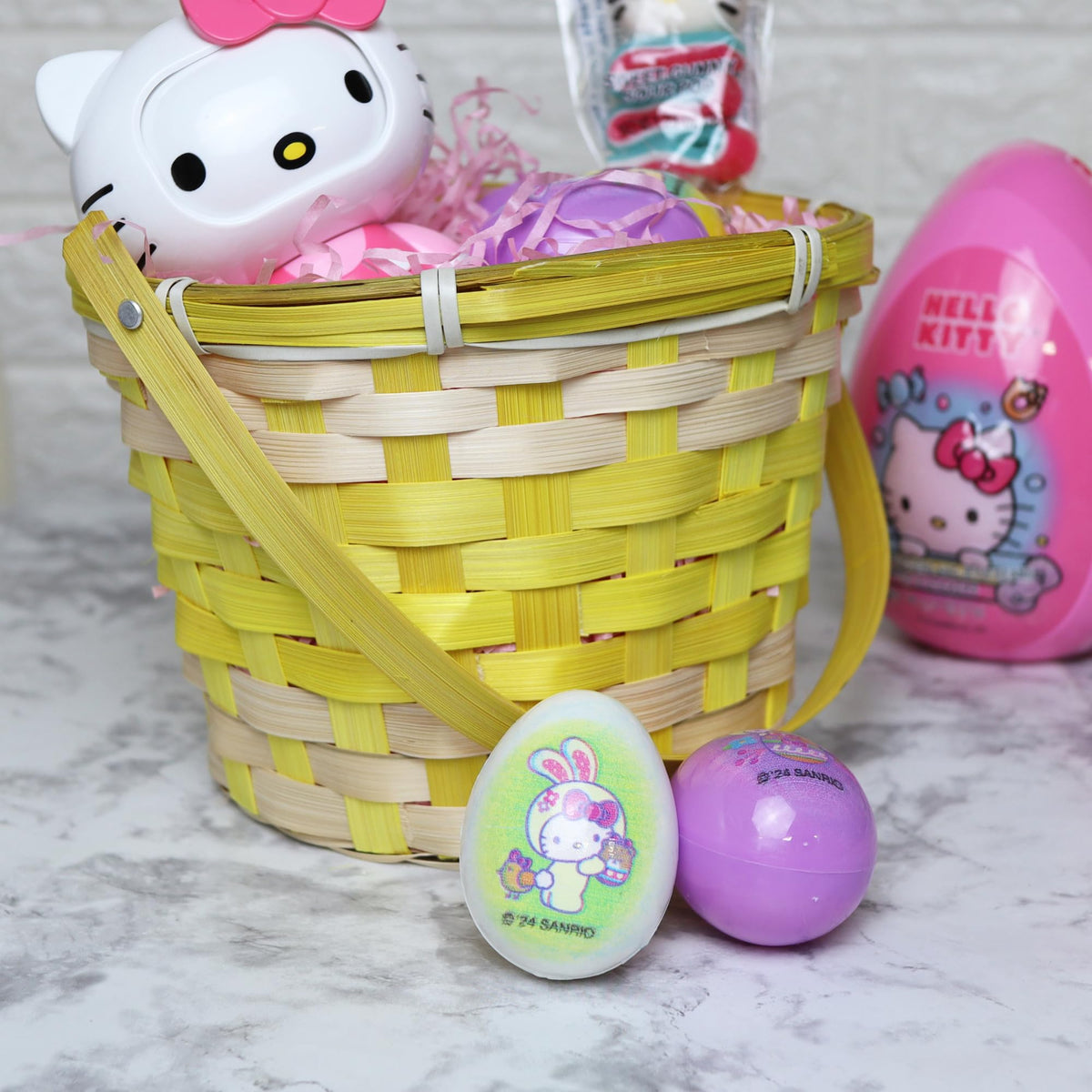 Each egg highlights Hello Kitty while inviting playful egg hunts.