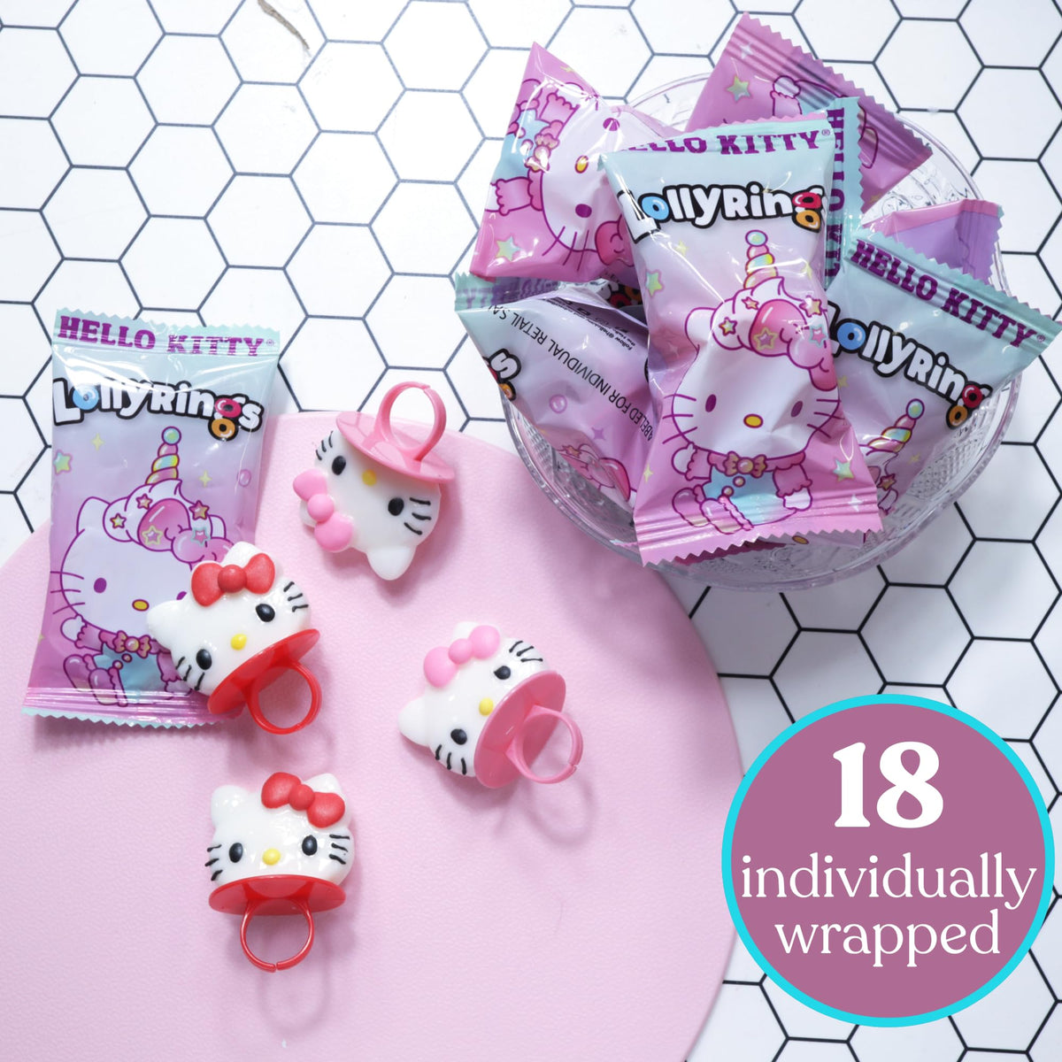 Box of 18 individually wrapped rings ready for party favors
