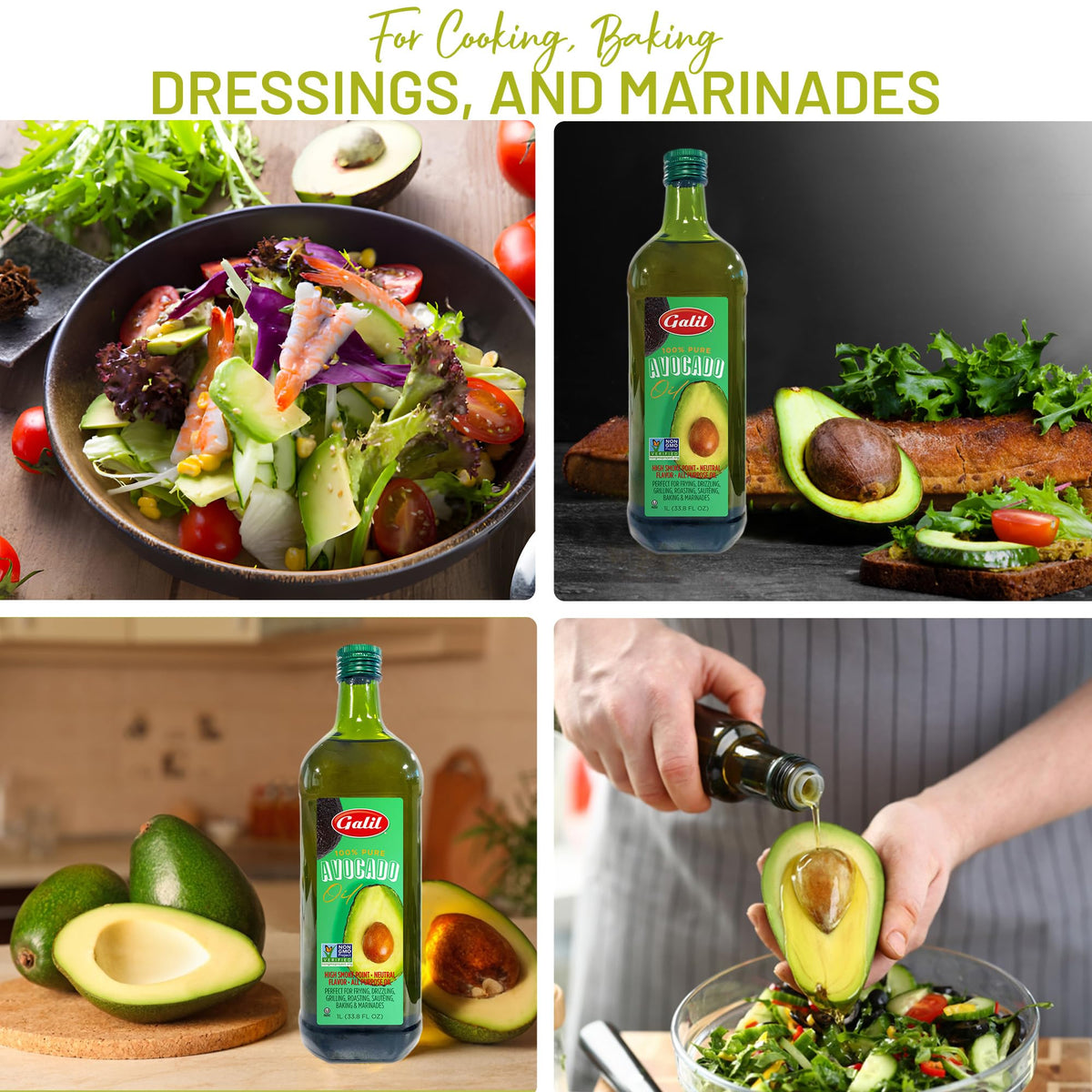 Galil Avocado Oil close-up healthy fats content presenting monounsaturated fats as a heart-smart option.