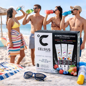 Galley Grove Celsius energy powder dissolving in water quickly.