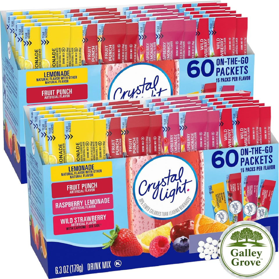 Galley Grove Crystal Light variety pack with 120 packets for versatile hydration