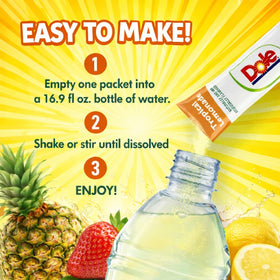 Box of Dole Lemonade sugar-free mix packets for travel and home.