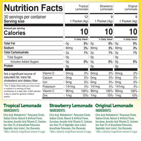 Galley Grove Dole Lemonade Strawberry packet with fruity tang.