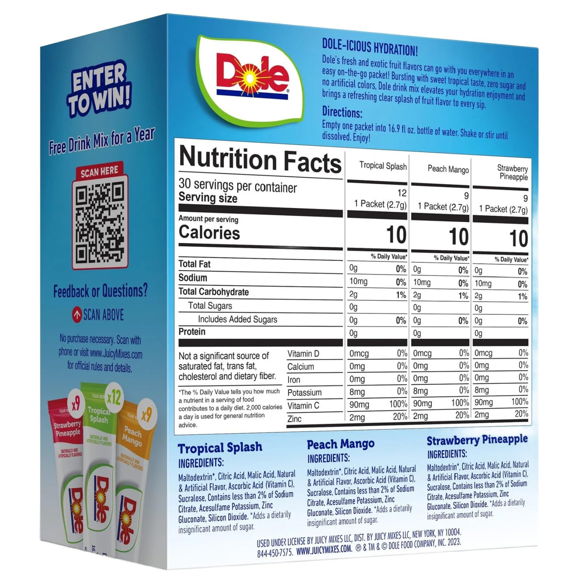 Galley Grove Dole sugar-free travel-friendly hydration for on-the-go lifestyles
