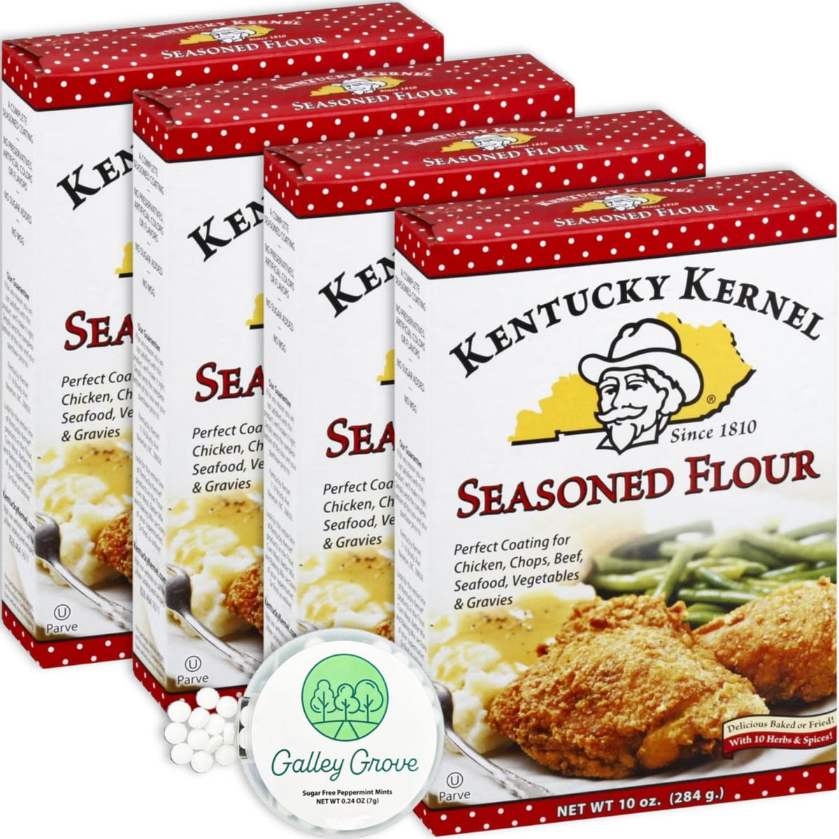 Galley Grove Kentucky Kernel coating on chicken for a crispy, Southern style crust.