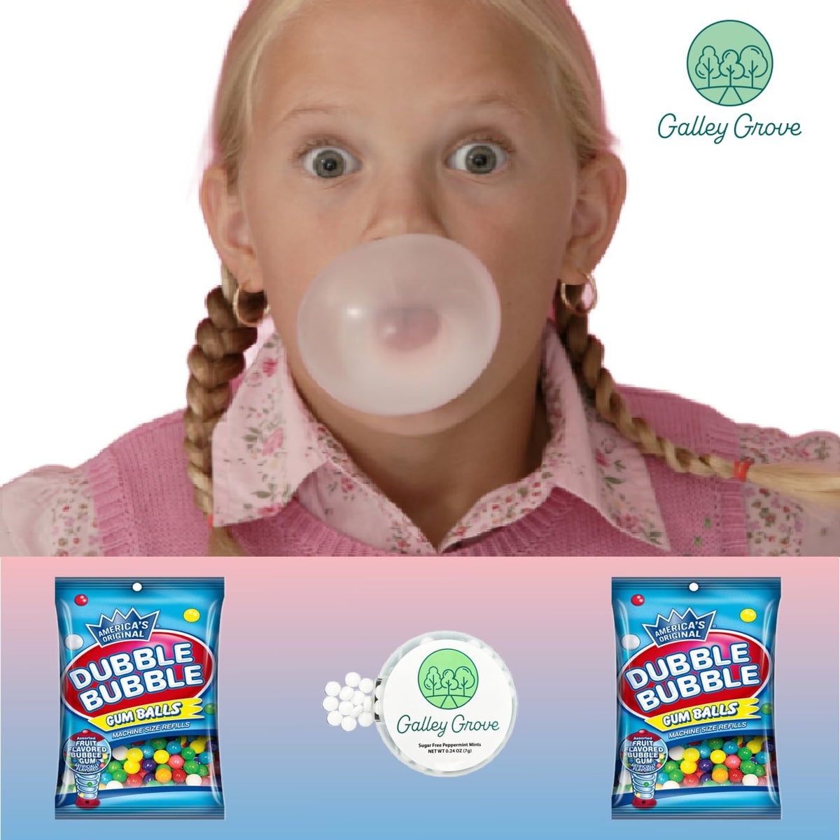 Original Dubble Bubble taste captured in Galley Grove mini gum