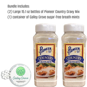 Galley Grove Pioneer Country Gravy Mix pour into bowl showing creamy consistency.