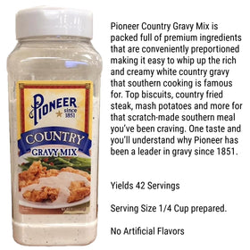 Galley Grove Pioneer Country Gravy served with biscuits for a classic pairing.