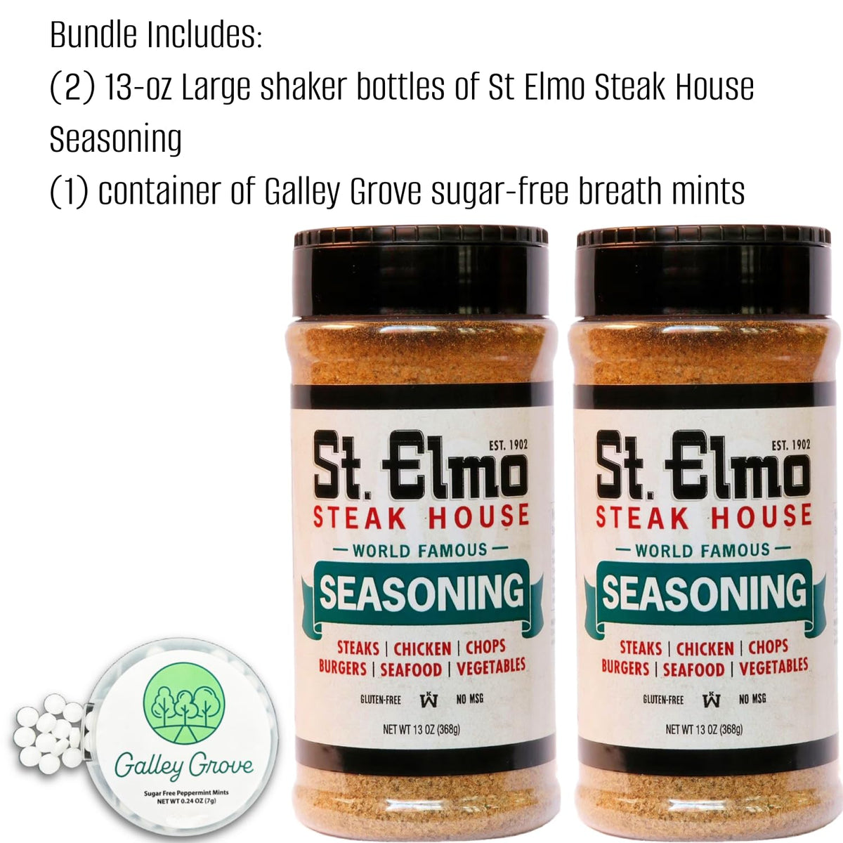 Galley Grove St Elmo seasoning bottle shaker delivering restaurant-style flavor at home.