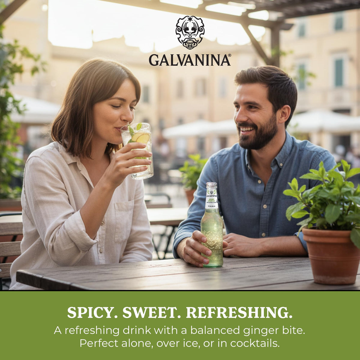 Galvanina Ginger Ale cocktail mixer, adds spice and sparkle to mocktails.