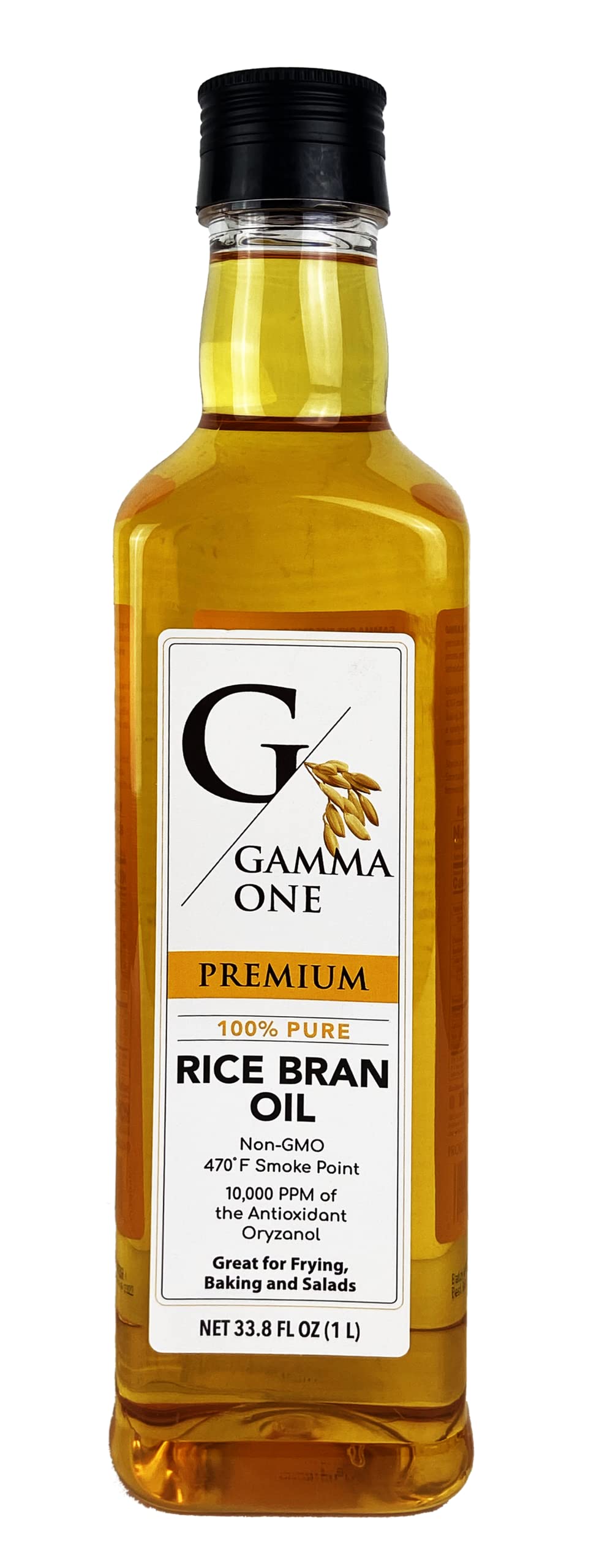 Gamma One Rice Bran Oil bottle for high-heat cooking and versatile baking.
