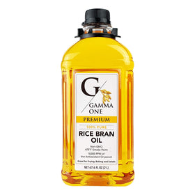 Gamma One Rice Bran Oil bottle ready for high-heat cooking.