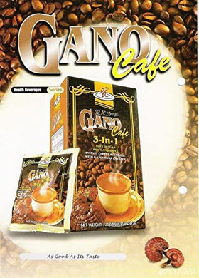 Ganocafe 3in1 dark roast organic label signals natural sourcing.