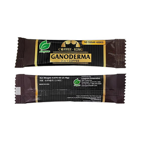Ganoderma Reishi Coffee Mix packaging box on counter highlighting sugar-free blend.