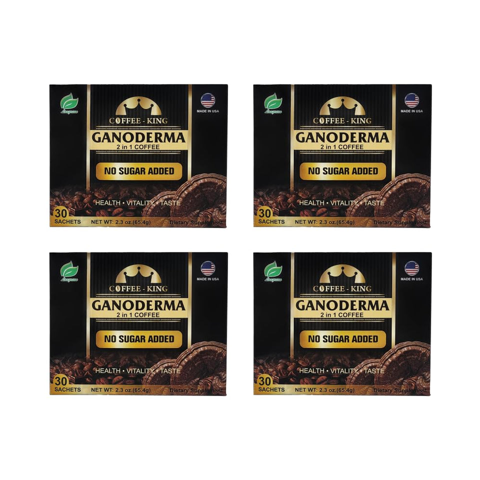 Ganoderma Reishi Coffee Mix sachet closeup for convenient, sugar-free single-serve use.