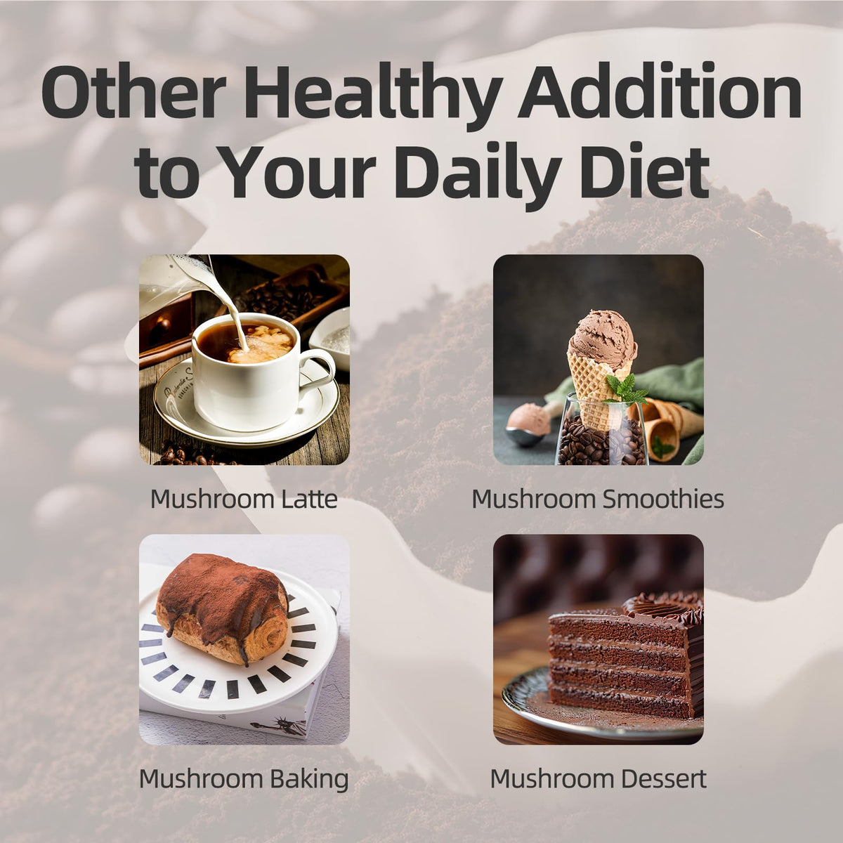 GANOHERB Reishi coffee mix ingredients, emphasizing 100% natural ganoderma components.
