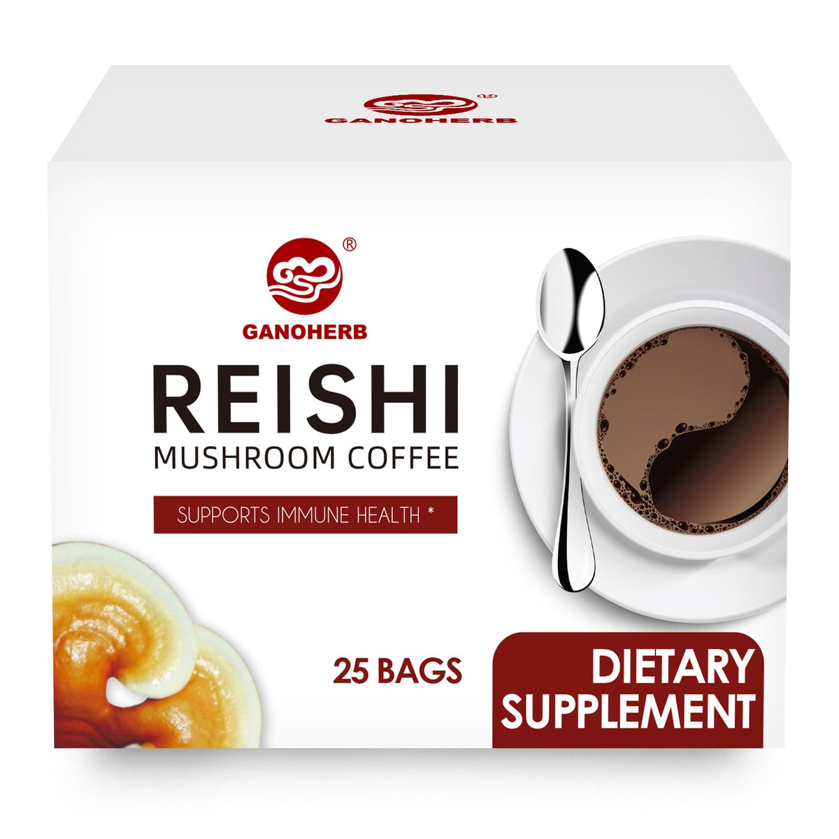 GANOHERB Reishi coffee mix sachet front, ready for a calm morning ritual.