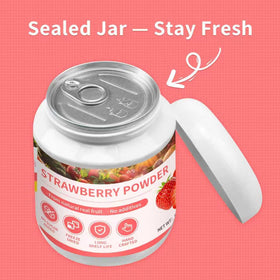 GaoGaoFen strawberry powder jar opened to reveal powder.